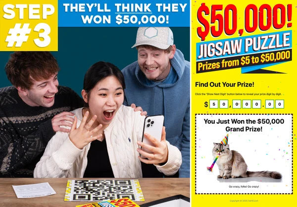 Revealing the prize amount one digit at a time, they'll be amazed to see that they're the grand prize winner!