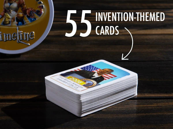 Timeline comes with over 50 invention-themed cards.