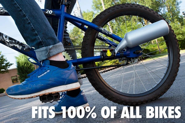 The TurboSpoke makes your bike look and sound like a roaring dirt bike.