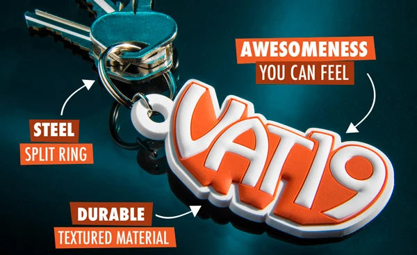 Durable textured material; Steel split ring; Awesomeness you can feel