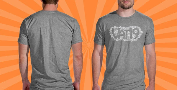 Back and front views of the Official Vat19.com T-Shirt.