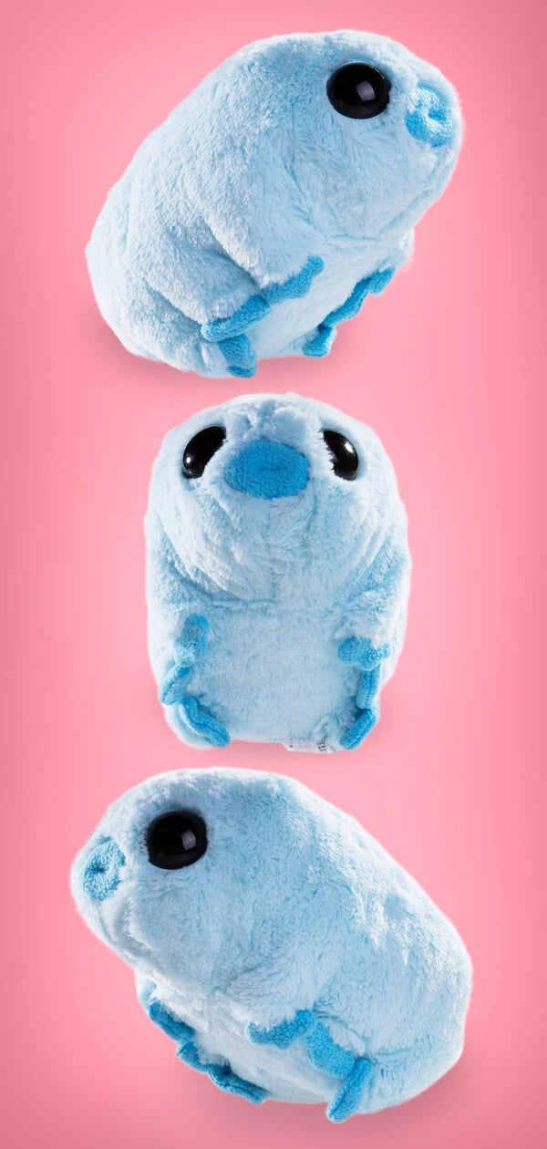 A cute plush toy modeled after the unusual-looking water bear (Tardigrade) creature.