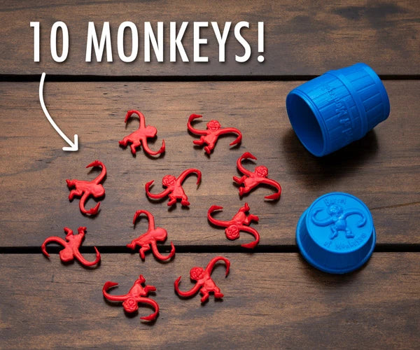 Contains 10 monkeys and a barrel-full of fun!