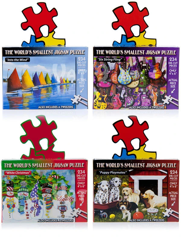 The World's Smallest Puzzle comes in a variety of styles.