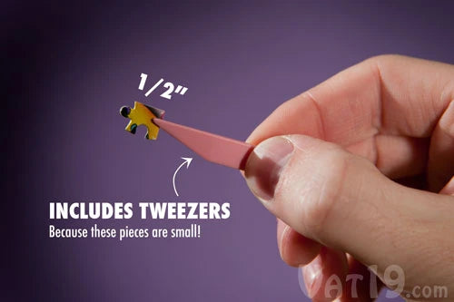 You may find it necessary to use the included tweezers to manipulate the 1/2" puzzle pieces.