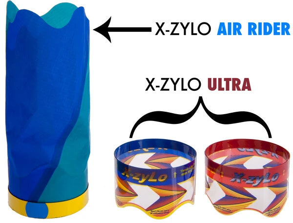 The amazing X-Zylo Flying Gyroscopes are available in two styles: Air Rider and Ultra. Please note that the Air Rider colors may vary from what is pictured above.