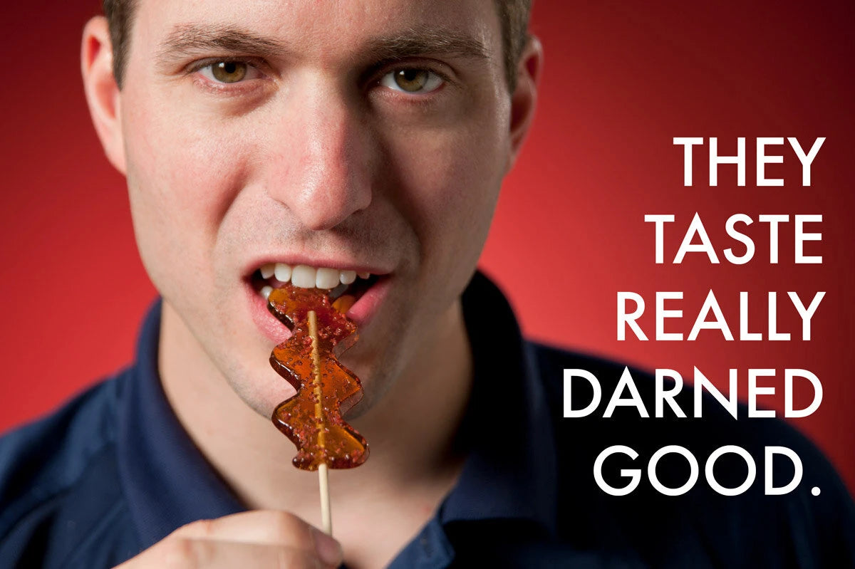 Bacon Lollipops taste good. No joke.