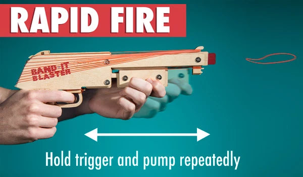 Rubber Band Shotgun in rapid fire mode.