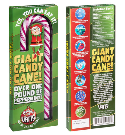 This colossal candy is packaged in a festive display box that shows off its ginormousness.