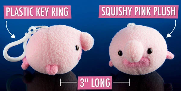 3&quot; long; Plastic key ring; Squishy pink plush