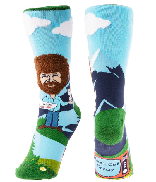 Bob Ross Fuzzy Hair Socks beauty shot