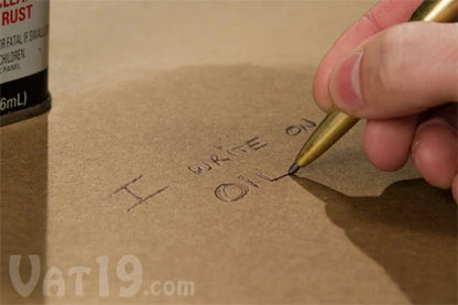 Fisher pens write on oil, grease, upside down, and even in space.