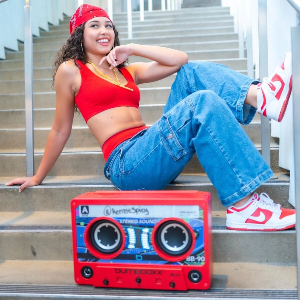 Boasting dual rear bass radiators, four 2" tweeters, a rechargeable battery, and 175 watts of power.