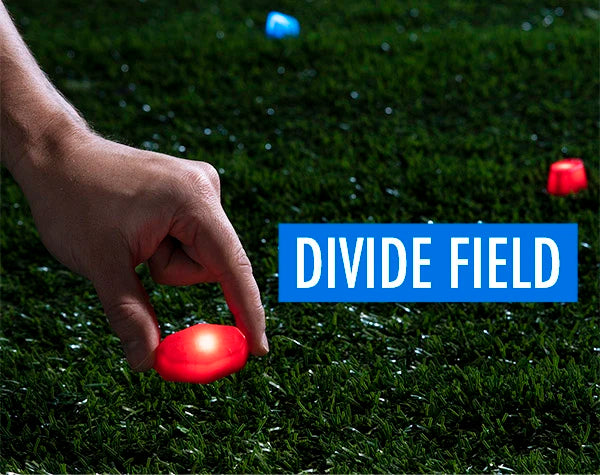 Use the included lights to divide the field into two halves.