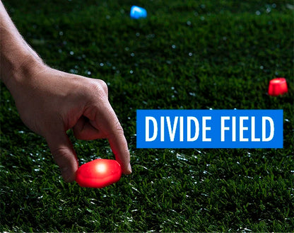 Use the included lights to divide the field into two halves.