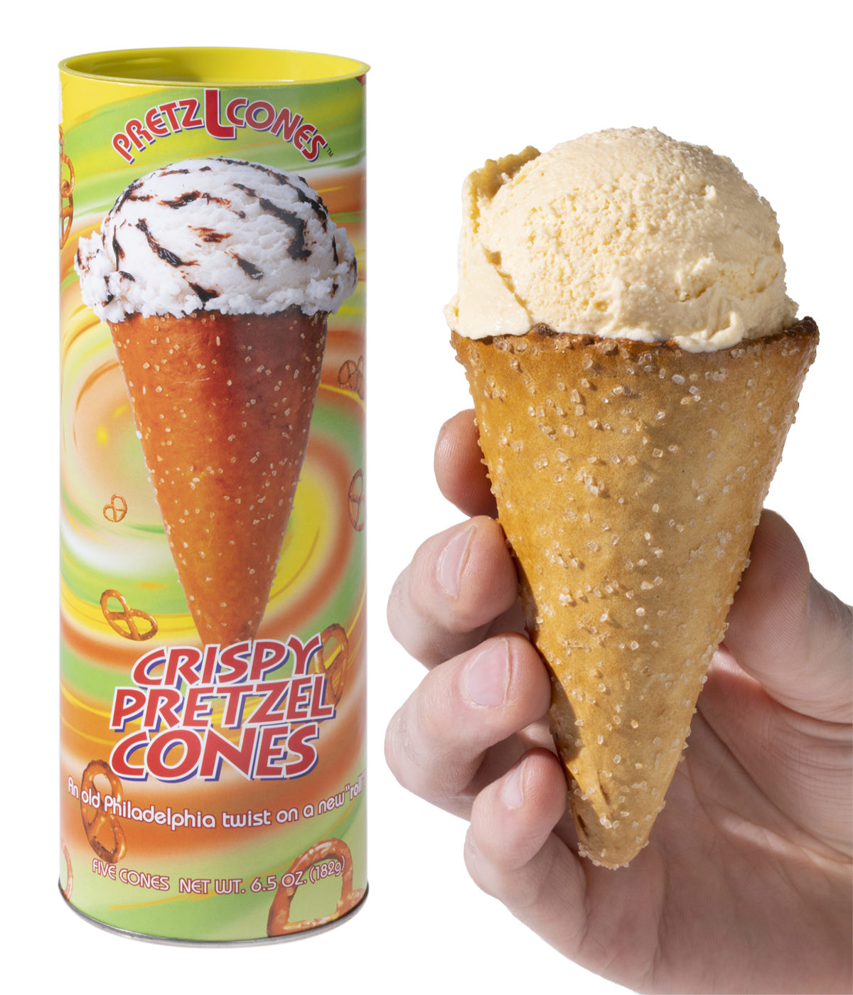 Cookie &amp; Pretzel Ice Cream Cones-Pretzel beauty shot