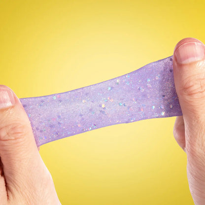 Transparent purple putty accented with silver holographic glitter.