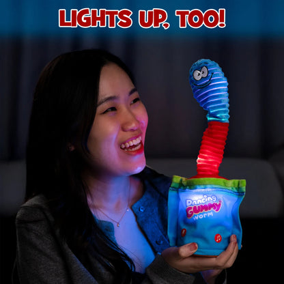 Not only does it wiggle and dance to the rhythm, but its body also lights up with vibrant LED lights.