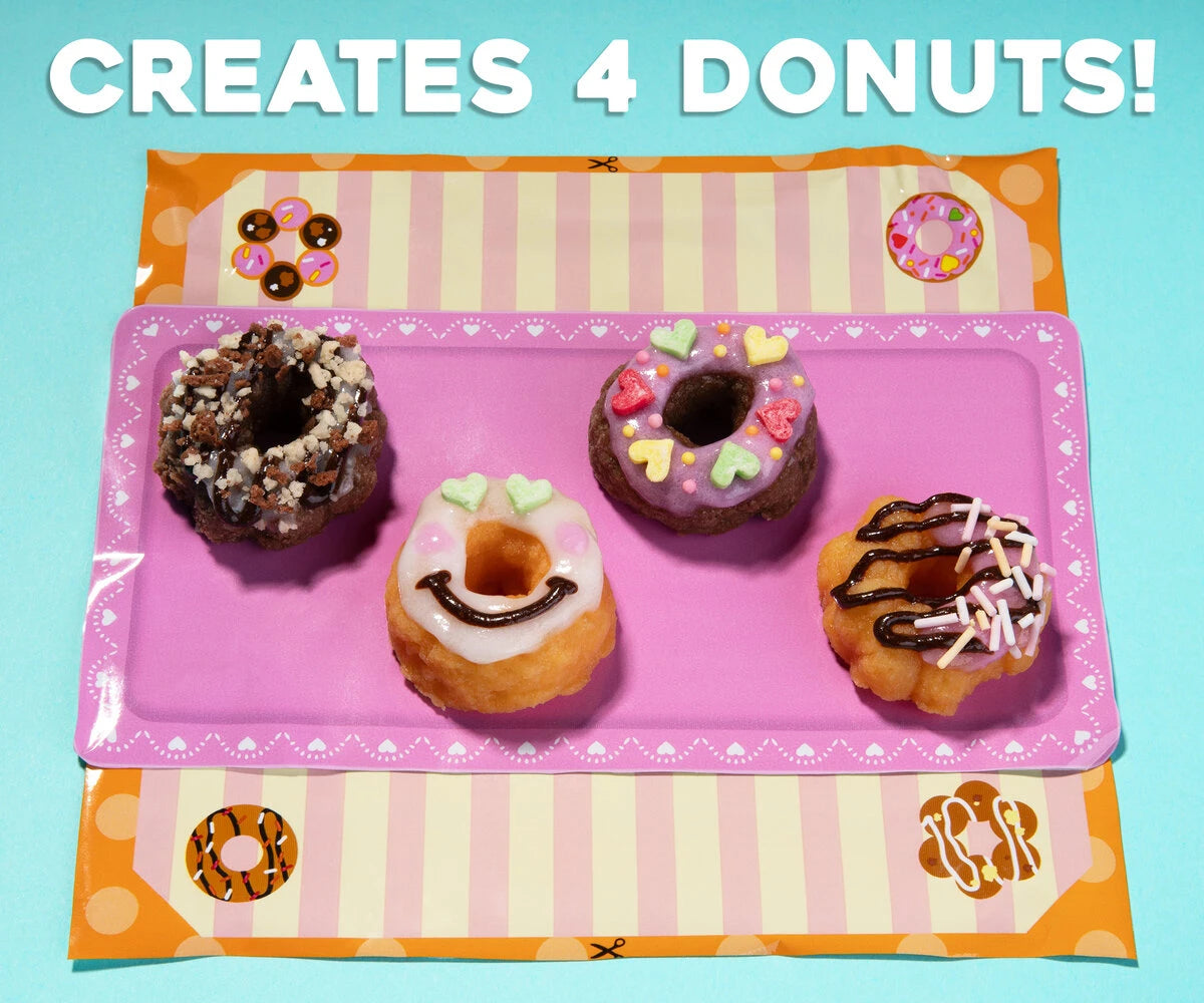Perfect for little bakers, the kit’s simple instructions let anyone make four mini treats.