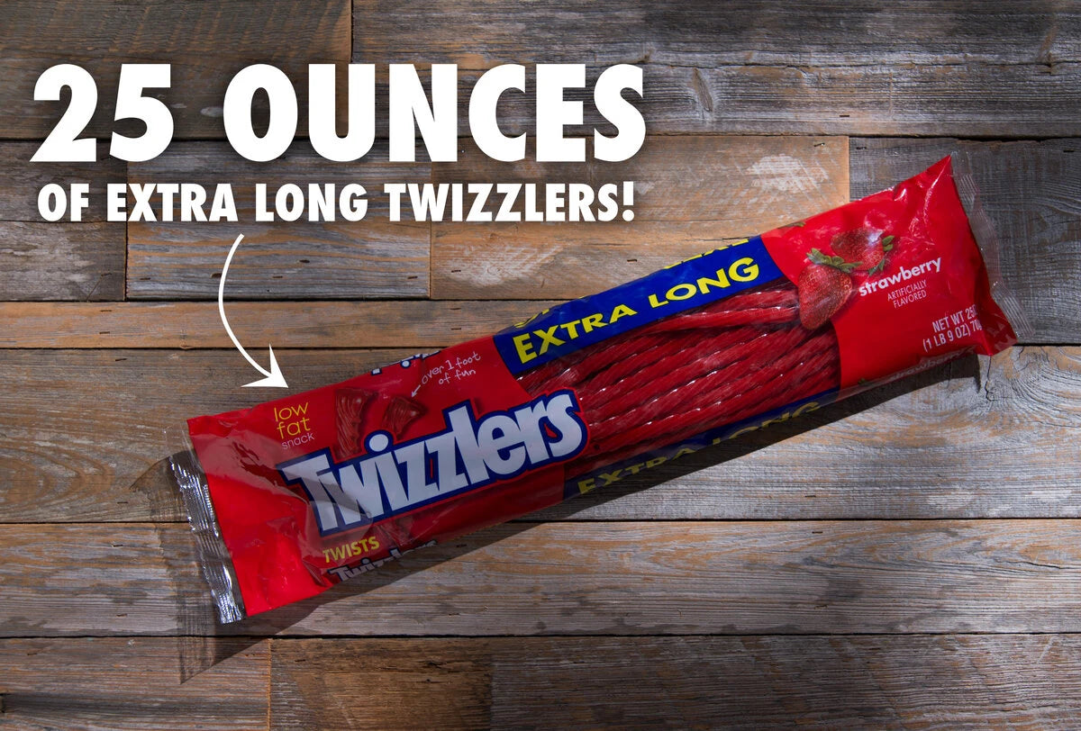Each package of Extra Long Twizzlers contains over 1.5 pounds of candy.