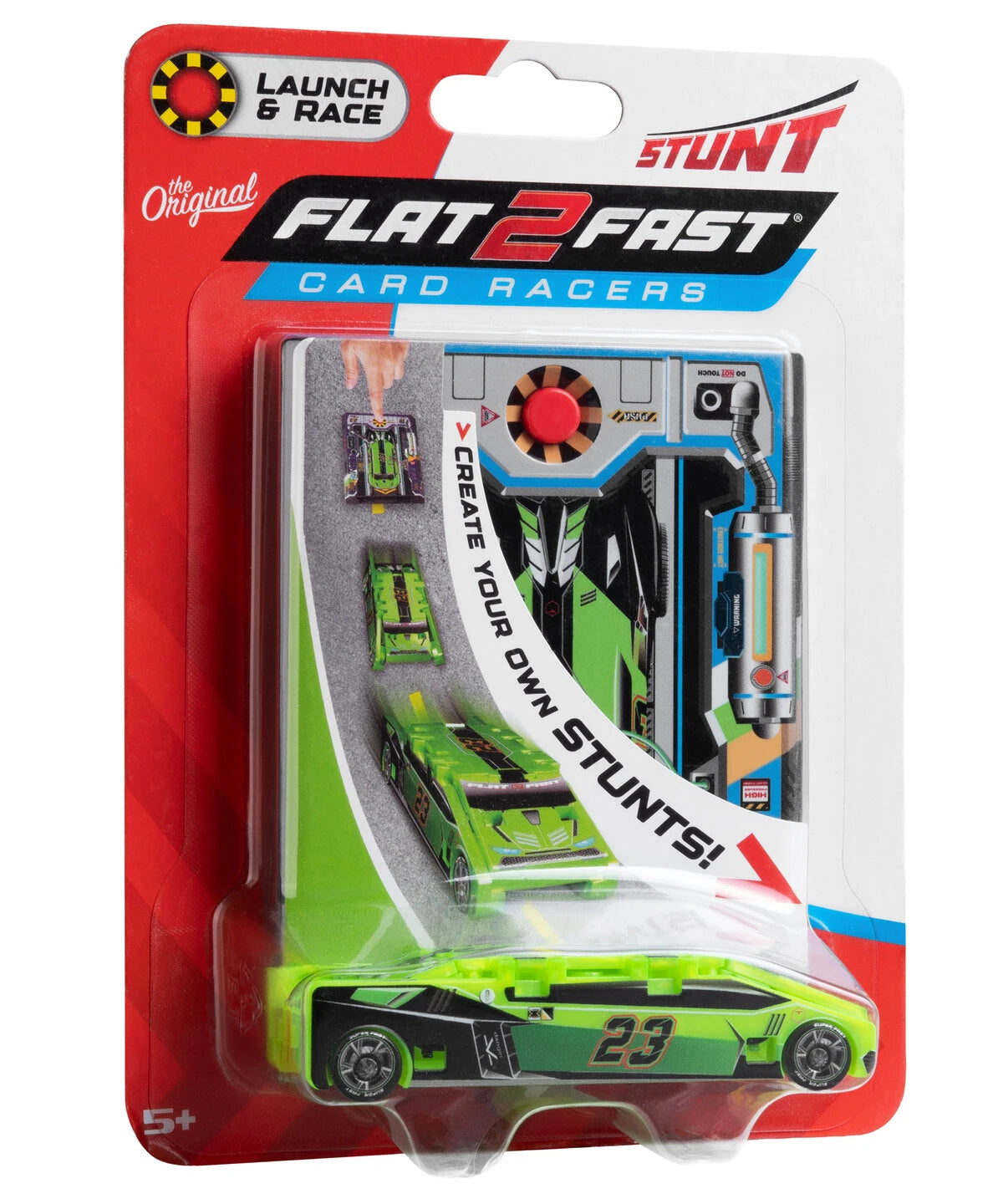 Flat 2 Fast cars are ready to dash across any flat surface at a moment’s notice thanks to the included launcher.