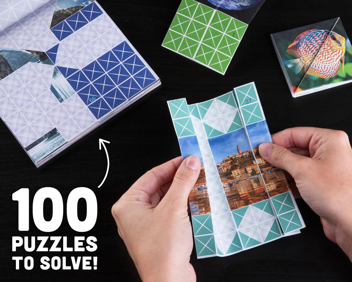 Can you find the unique folding pattern that puts the picture back together without tearing the sheet?