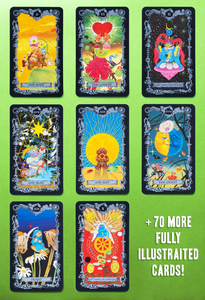 A 78-card tarot deck featuring the classic trading card characters.