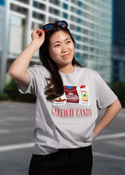 Embrace your addiction to sweets with the Gateway Candy graphic tee!