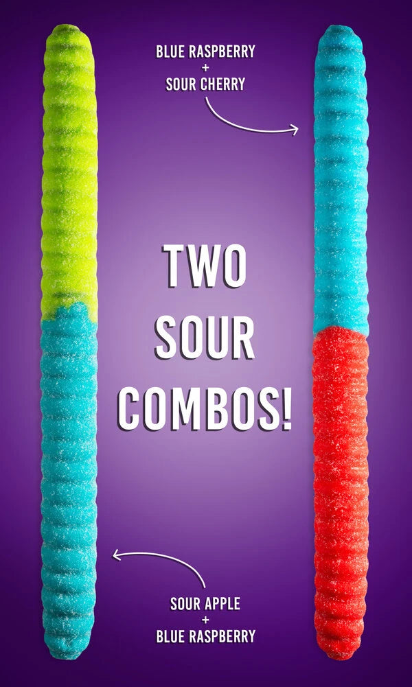 The Giant 2-Pound Sour Gummy Worm is currently available in two flavor combinations.