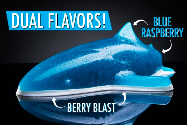 Two-tone treat in blue raspberry and strawberry-banana.