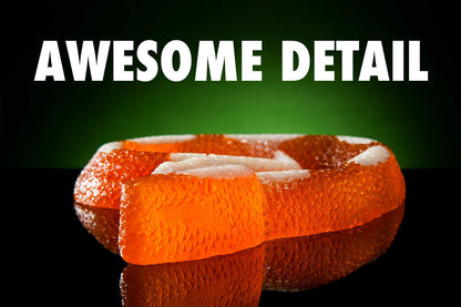 Dual colors and a scale-like texture adorn this impressive candy treat.