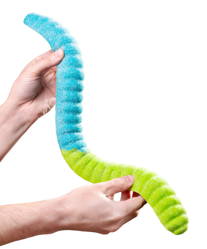 Giant 2-Pound Sour Gummy Worm-Sour Apple/Blue Raspberry beauty shot