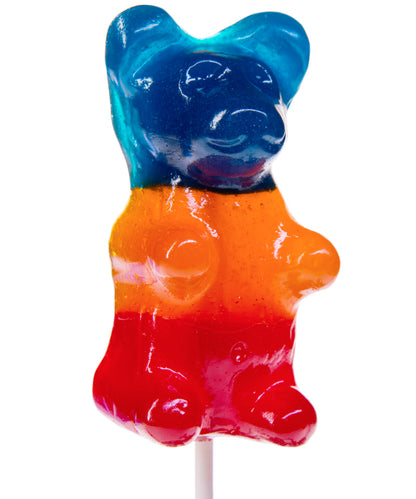 Giant Gummy Bear ... on a Stick-3-Tone (Raspberry, Orange, Cherry) beauty shot