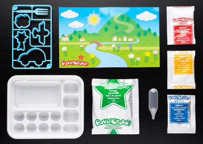 Includes: 1 of 12 styles of molds, 1 tray, 1 land sheet, 4 packets, 1 fork, 1 dropper.