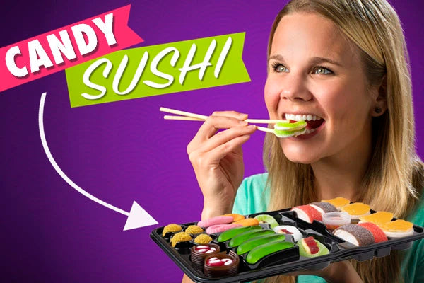 This colorful set creatively combines gummy, marshmallow, and licorice to form classic sushi staples.