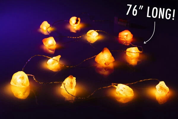 The set is 76&quot; long and features 12 hand-crafted salt crystals.