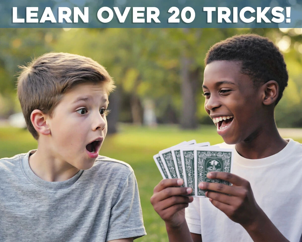 The kit includes instructions and props for 20 different tricks, that kids can learn quickly and easily!