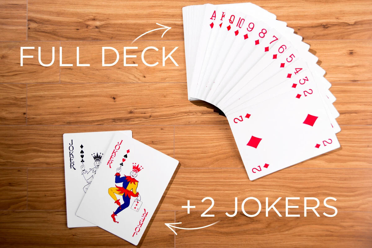 Do not fear! You can play all your favorites — Go Fish, War, and Crazy Eights — with King Size Playing Cards. 