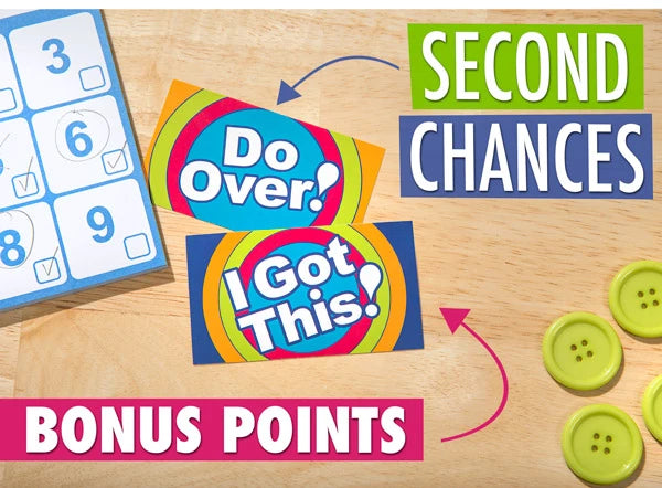 Roll die; 4 challenge types: Measure, Ring, Ping-Pong, Button; Gauge your confidence; Perform challenge; Bonus points and Second Chances; Highest score wins!