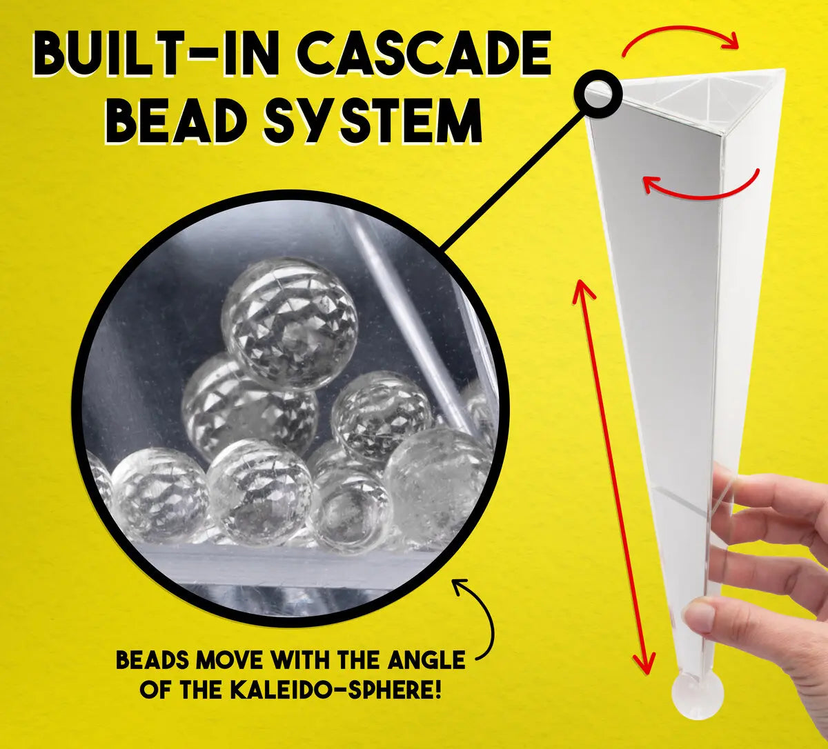 The tiny beads slide and tumble as you turn the item, creating a "flying through a star-field" effect.