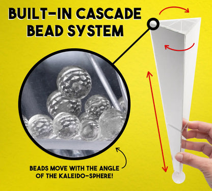 The tiny beads slide and tumble as you turn the item, creating a "flying through a star-field" effect.