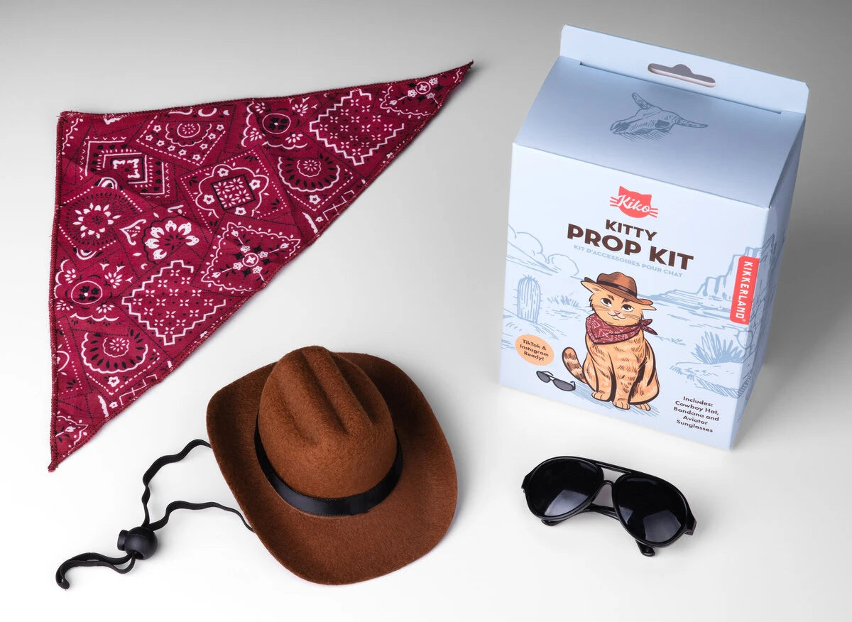 Each box includes a cowboy hat, aviator sunglasses, and a bandana.