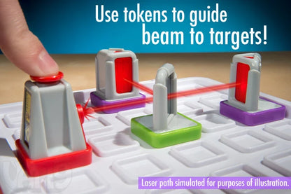 Close-up view from the beam-bending logic game, Laser Maze.