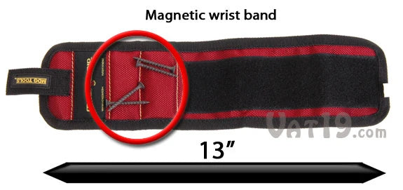 The Magnogrip is a comfortable magnetic tool wristband.