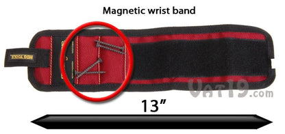 The Magnogrip is a comfortable magnetic tool wristband.