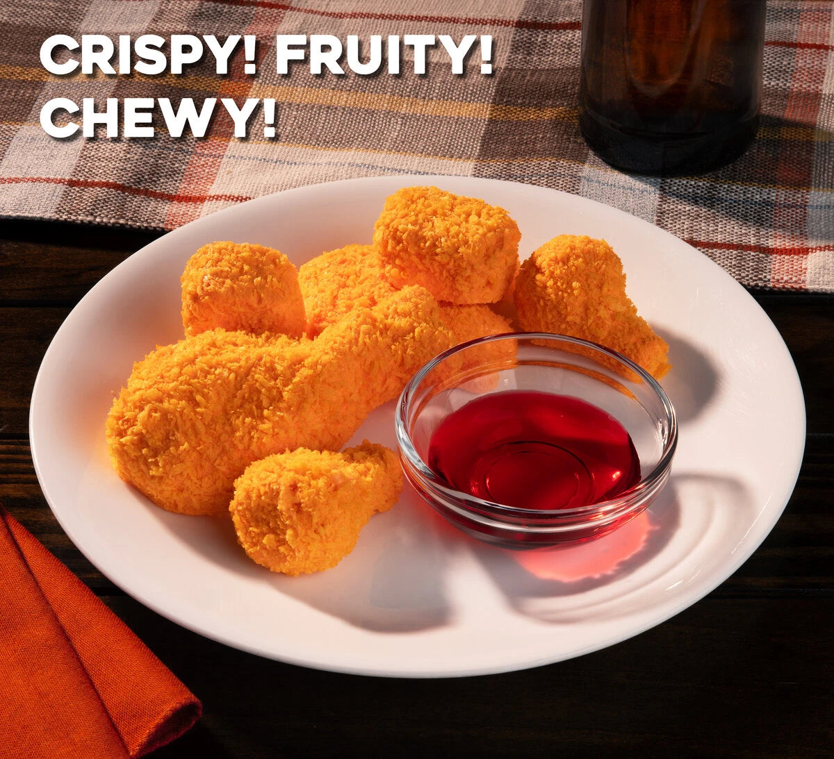 This candy chameleon is simultaneously crispy, fruit, and chewy! Hallelujah!