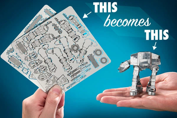 Transform a few sheets of laser-etched steel into 3D Star Wars models.