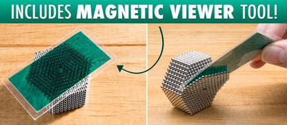 The included Magnetic Field Viewer (1728 set only) shows you the polarity of your MicroMagnets, creating fascinating silhouettes when held up to your geometric creations.