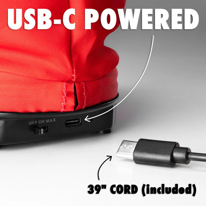 Mini Inflatable Santa is powered by USB-C and includes a 39-inch cord.