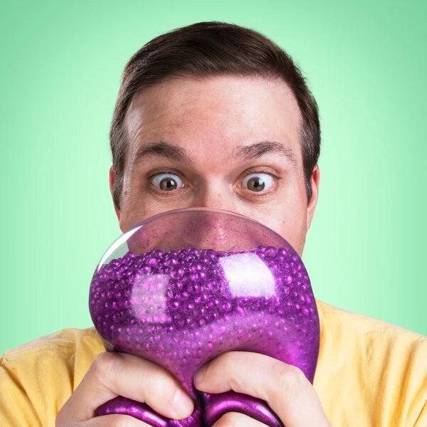 Featuring a 4&quot; diameter, the Mondo Metallic Stress Ball is water-bead-filled glitter stress ball.